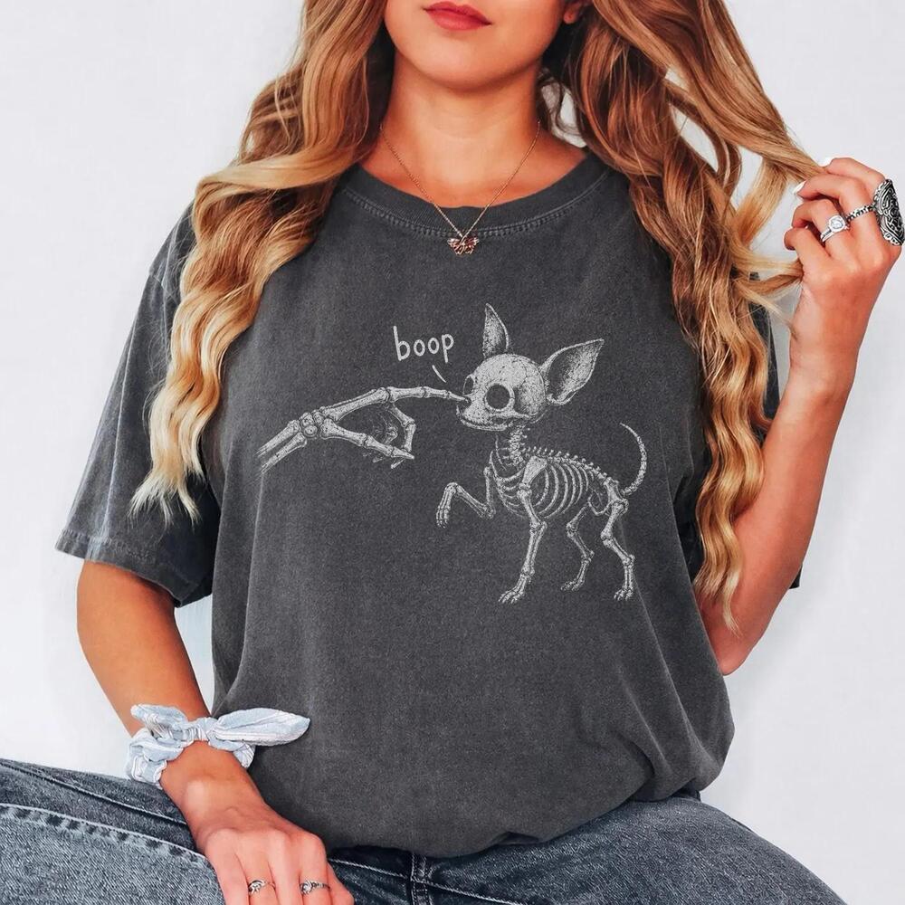 S Chihuahua Skeleton Shirt, Boop Halloween Tee, Funny Spooky Dog Lover Mom Gift
